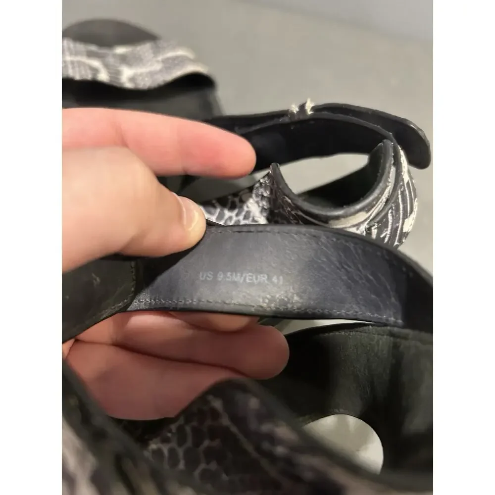 Vince‎ Snake Print Ankle Strap Sandal Women's Size 9.5 Black